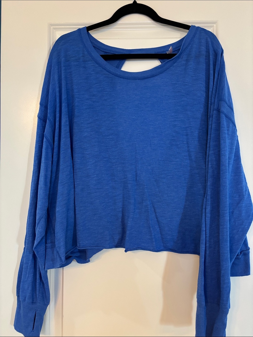 Free People Movement “My Time” Royal Blue Cropped Long-Sleeve Pullover